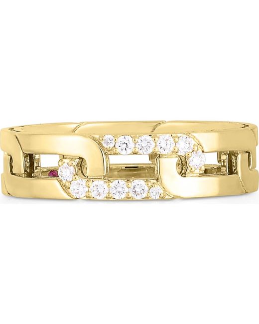 Roberto Coin Metallic Navarra Oro Classic Link Pavé Diamond Ring