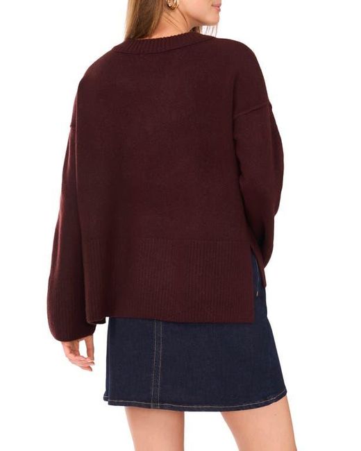 Vince Camuto Purple High-Low V-Neck Sweater