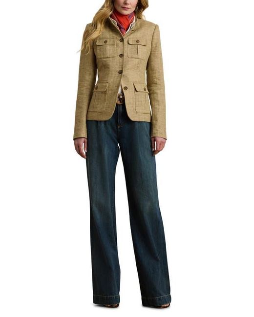 Ralph Lauren Blue Pleated High Waist Wide Leg Jeans