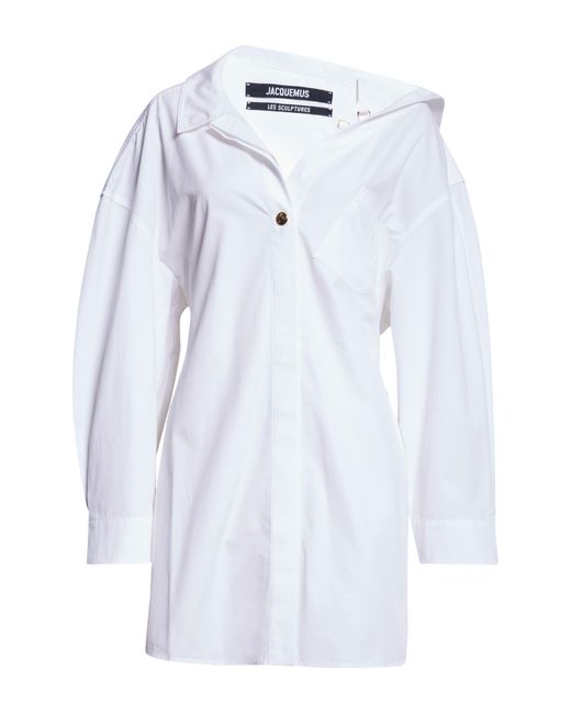Jacquemus White La Mini Robe Chemise Long Sleeve Cotton Shirtdress