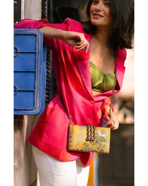 Simitri Orange Printed Braid Clutch