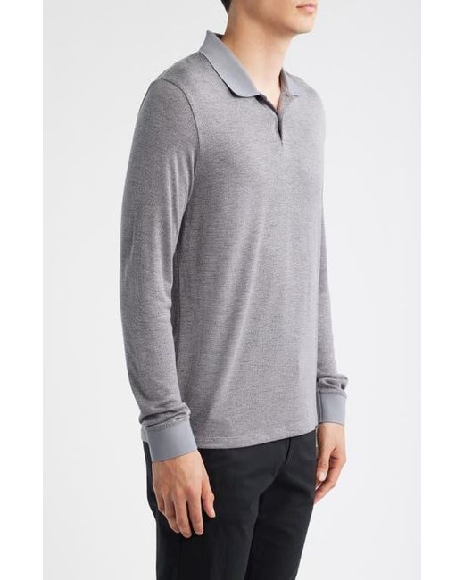 Theory Gray Goris Activate Long Sleeve Polo for men