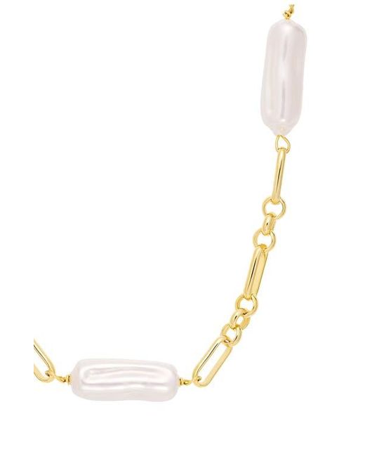ATHRA LUXE White Faux Pearl Paper Clip Chain Necklace