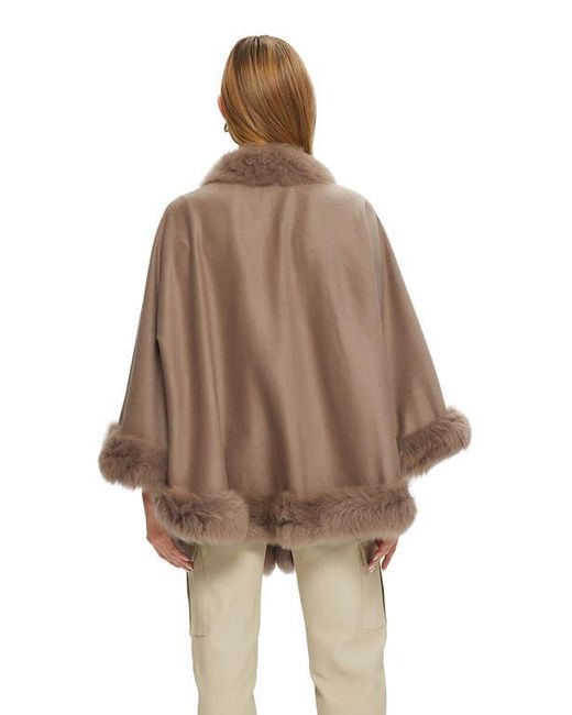 Gorski Brown Wool And Cashmere Cape With Lamb Trim