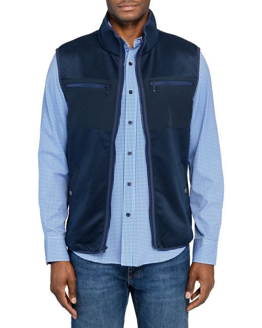 Con.struct Blue Solid Fleece Vest for men