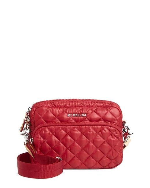 MZ Wallace Red Small Metro Quilted Nylon Camera Bag