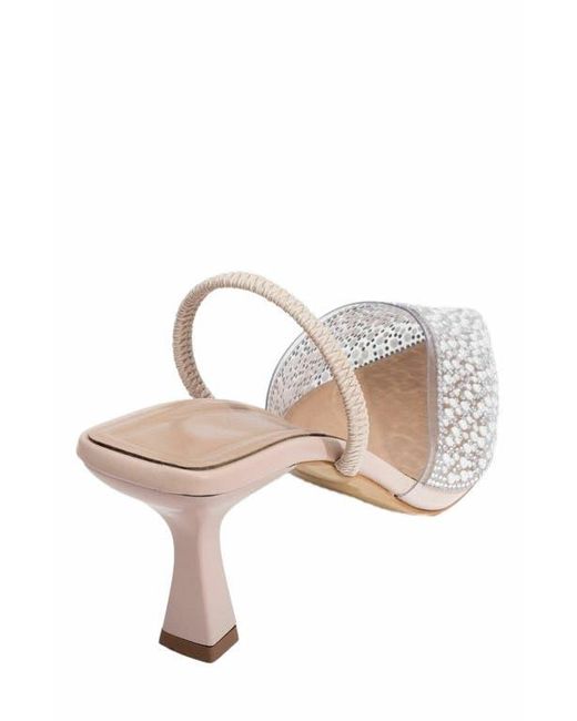 Forever & Always Shoes White Whena Embellished Slingback Kitten Heel Pumps