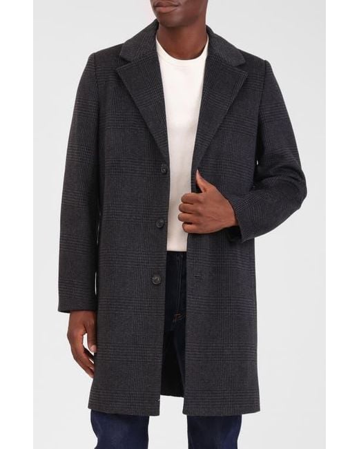 Bagatelle Black Houndstooth Topcoat for men