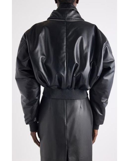 Givenchy Black Zip Shawl Collar Lambskin Leather Bomber Jacket