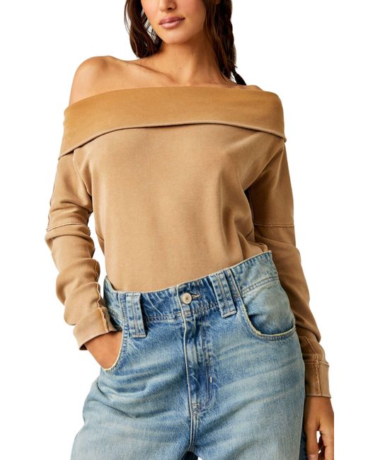 Free People Blue Not The Same Off The Shoulder Top