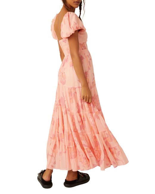 Free People Pink Sundrenched Floral Tiered Maxi Sundress