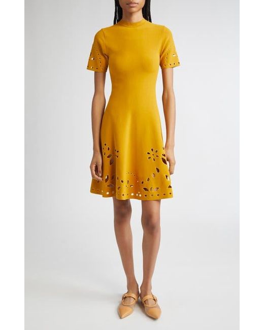 Ulla Johnson Yellow Fanna Eyelet Detail Knit Minidress