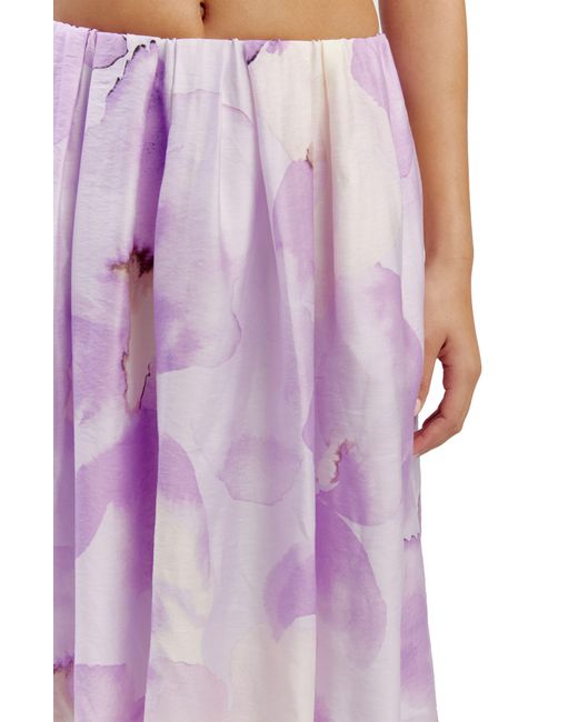 Bardot Purple Leia Floral Midi Skirt