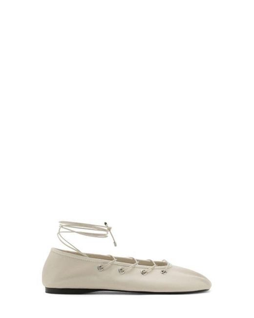 Mango White Ankle Wrap Ballet Flat