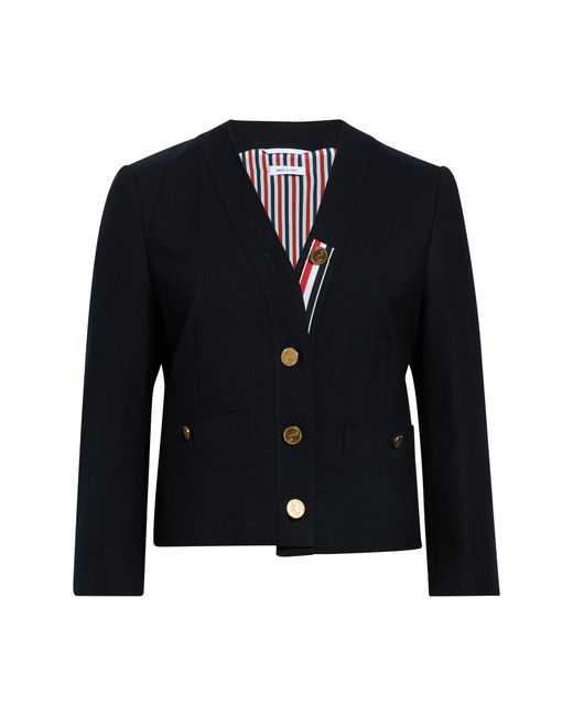 Thom Browne Blue Wool Cardigan Jacket