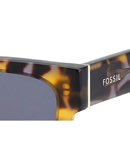 Fossil Blue 55Mm Rectangular Sunglasses