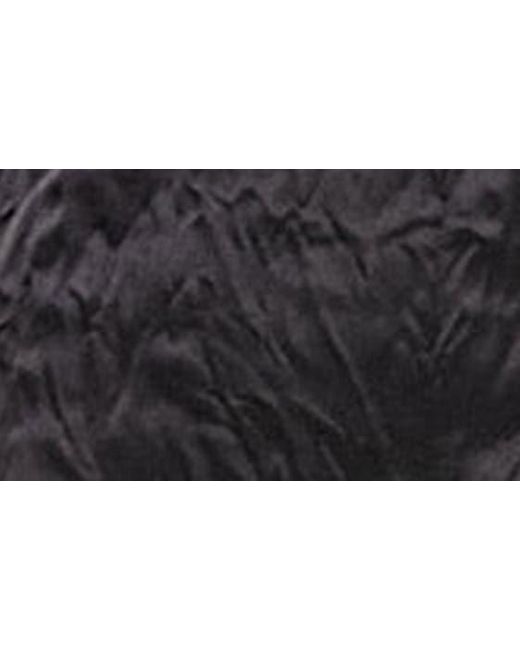 TOPSHOP Black Lace Trim Crinkle Satin Minidress