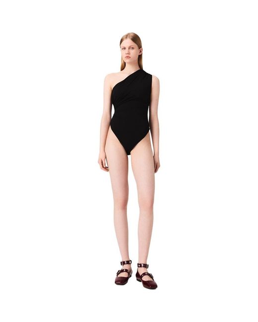 Maje Black Asymmetric Bodysuit
