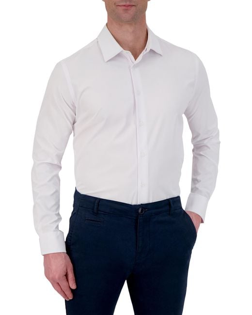 Report Collection 4x Stretch Slim Fit Chevron Dress Shirt in White for
