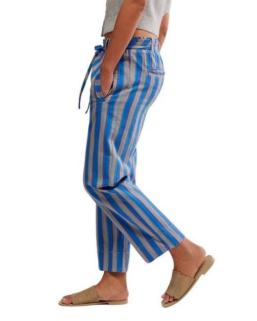 Free People Blue Marielle Stripe Cotton Drawstring Pants
