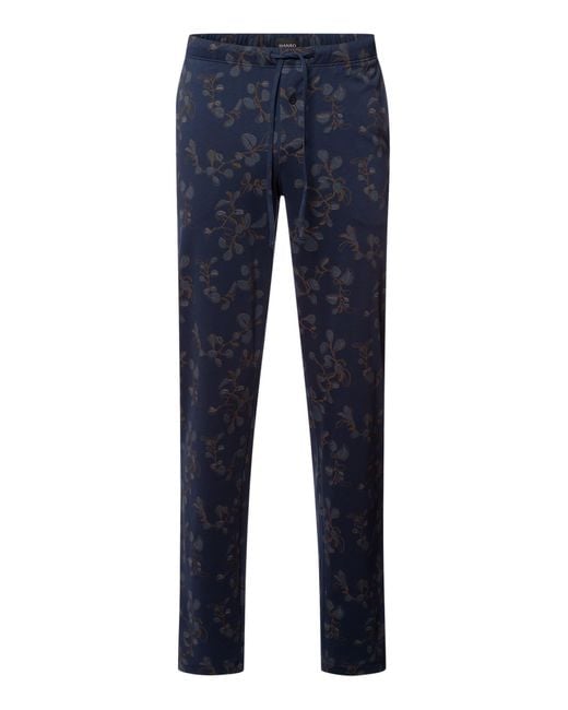 Hanro Blue Night And Day Cotton Drawstring Pajama Pants for men