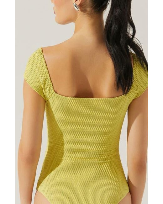 Astr Yellow Ninette Textured Bodysuit