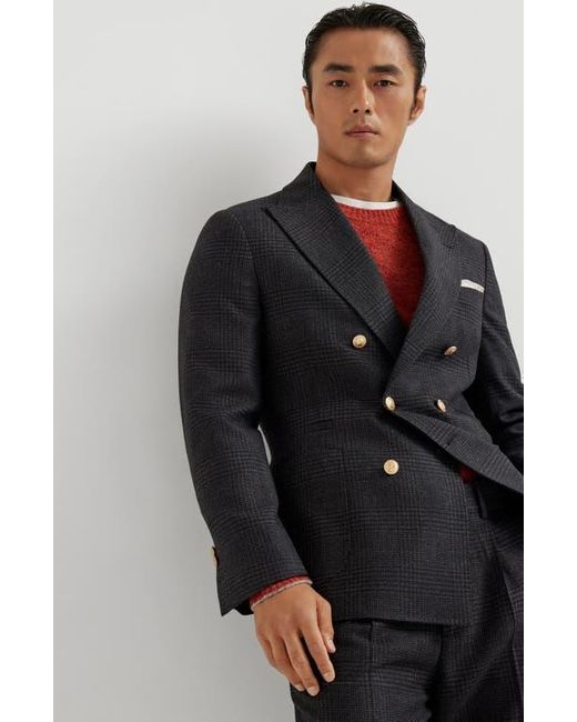 Brunello Cucinelli Black Prince Of Wales Deconstructed Blazer for men