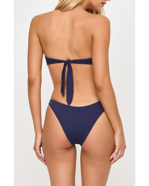 L*Space Blue Dixie Fringe Strapless Bikini Top