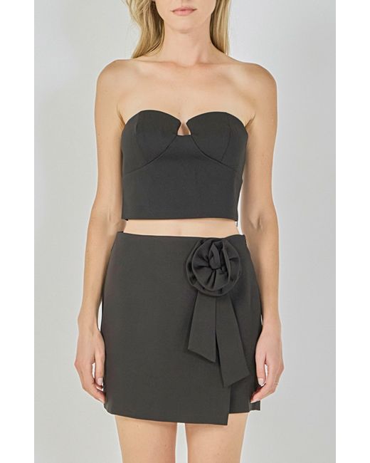 Endless Rose Black Strapless Crop Top