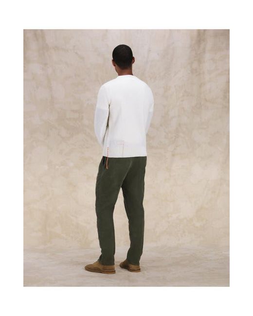 Fortela White Skipper Merino Wool Crewneck Sweater for men