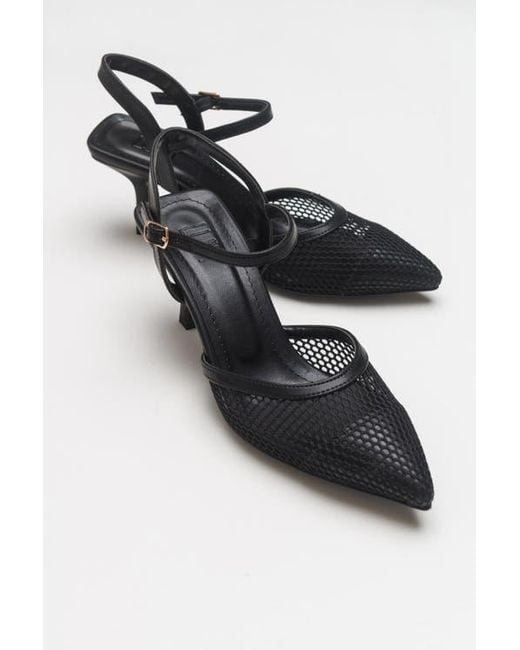 Prologue Shoes Black Chic Mesh Pointed Toe Pump