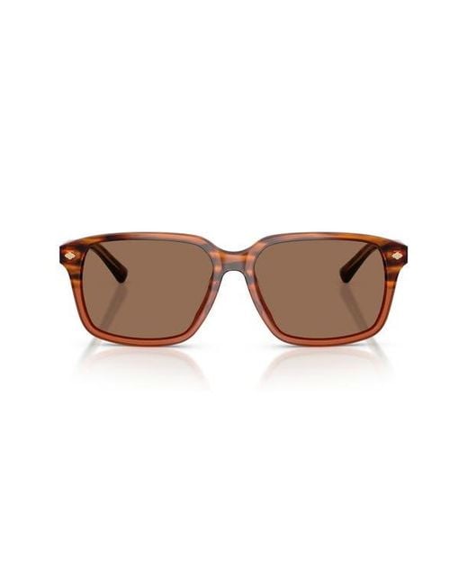 Brooks Brothers Brown 57Mm Rectangular Sunglasses for men
