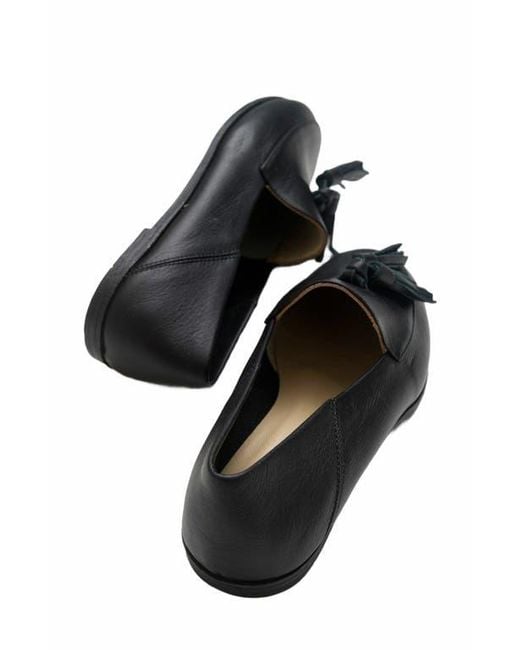 Forever & Always Shoes Black Mona Soft Leather Tassel Loafer