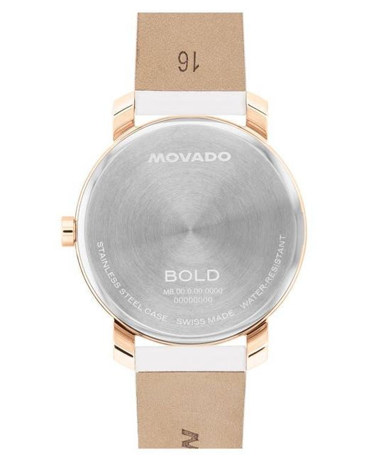 Movado White Bold Access Leather Strap Watch, 34Mm