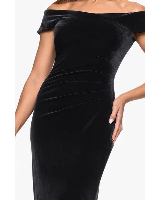 Xscape Evenings Black Off The Shoulder Velvet Gown