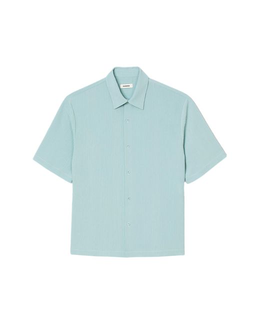Sandro Blue New Pleated Short Sleeve Button-up Shirt for men