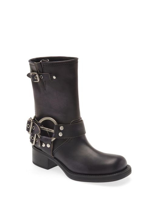 Miu Miu Harness Biker Boot in Black Lyst