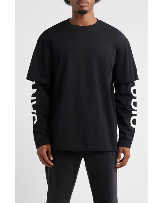 Saint Studio Black Preda Layered Look T-Shirt for men