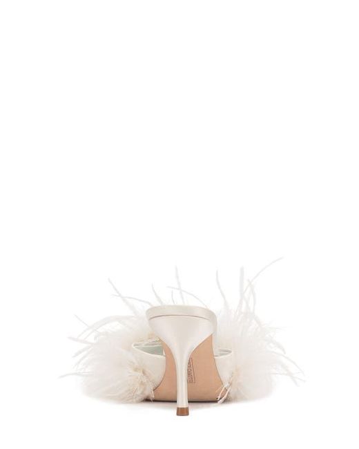 Vince Camuto White Paelly Faux Feather Slide Sandal