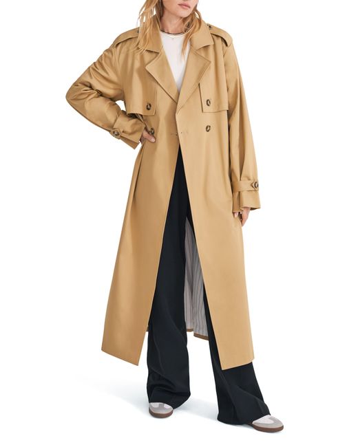 FAVORITE DAUGHTER Natural The Charles Stretch Cotton Trench Coat