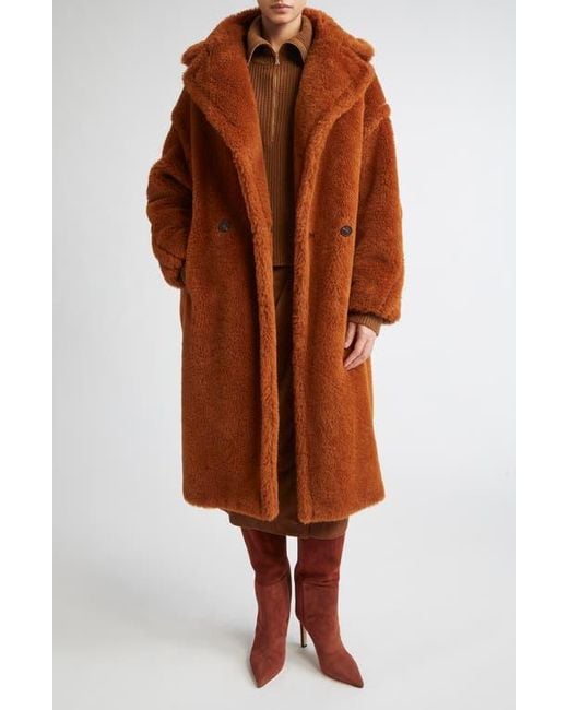 Max Mara Brown Tedgirl Oversize Double Breasted Alpaca Blend Coat