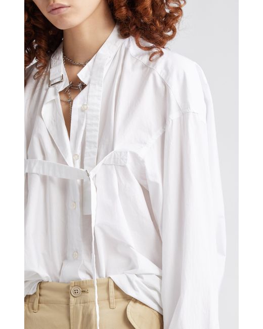 R13 Natural Buckled Strap Cotton Button-up Shirt