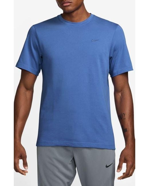 Nike Blue Primary Training Dri-Fit Short Sleeve T-Shirt for men