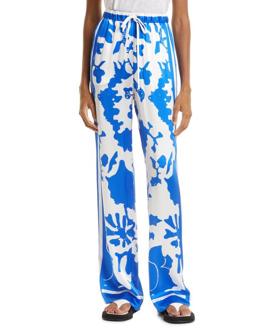 Sir. The Label Esme Abstract Print Silk Satin Pants in Blue | Lyst