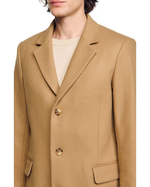 Sandro Brown Apollo Wool Blend Coat for men