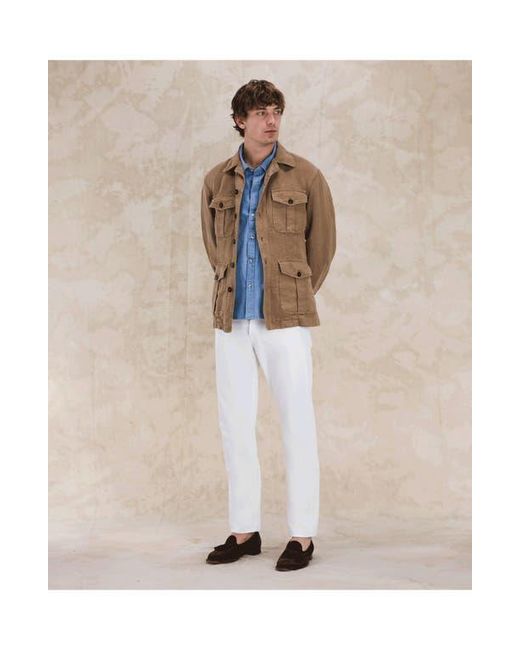 Fortela Brown Clint Linen Sahariana Jacket for men