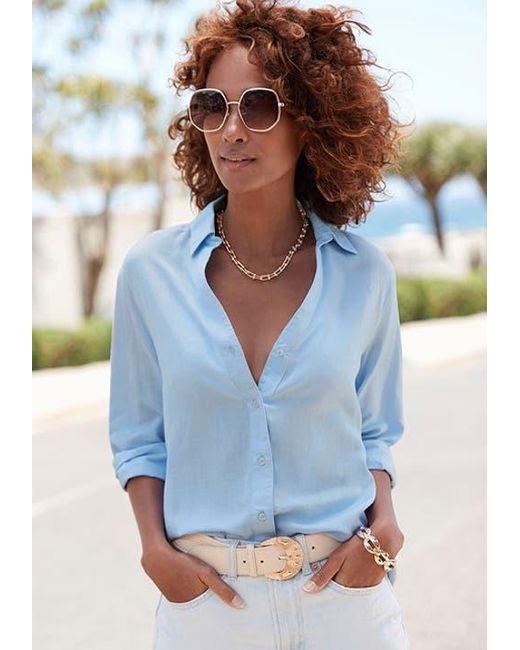 Lascana Blue Button Down Blouse