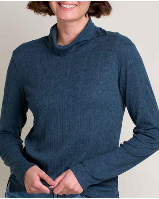 Toad & Co. Blue Foothill Pointelle Long Sleeve Turtleneck