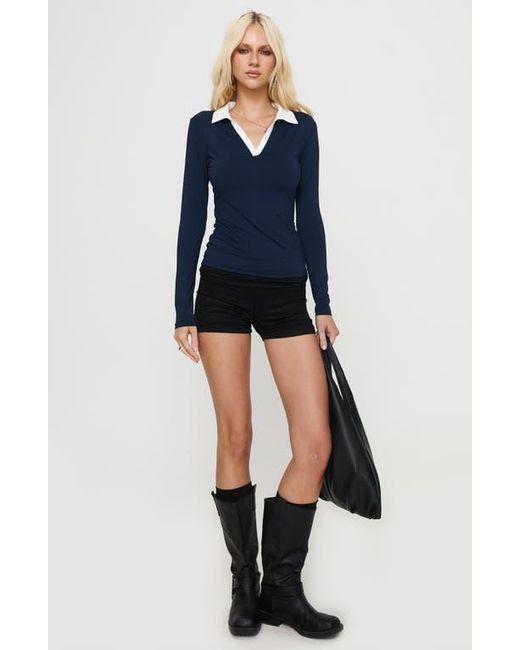Princess Polly Blue Challenger Collar Top