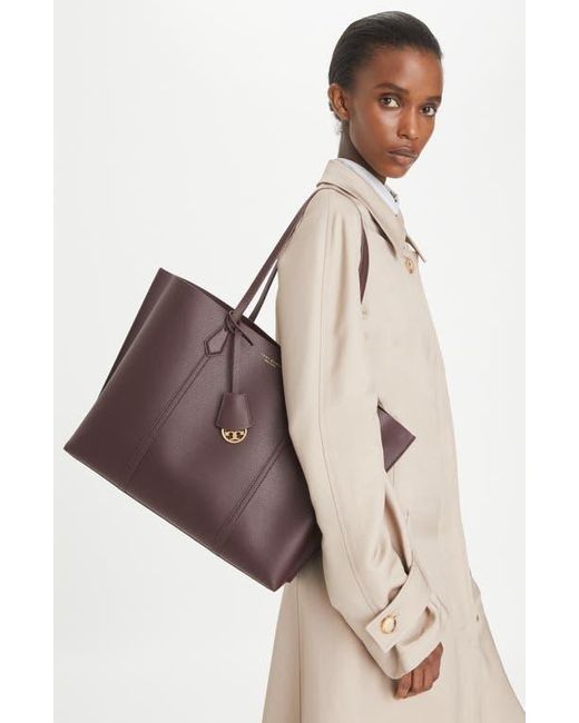 Tory Burch Perry Triple Compartment Leather Tote in Purple Lyst